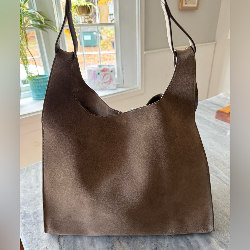 Cuyana Oversized Double Loop suede bag